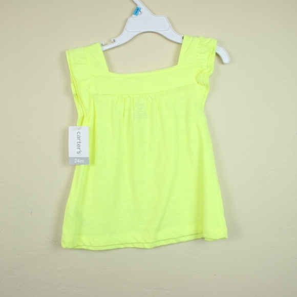 Carter’s Neon Yellow Ruffle Blouse Scoop Neck 12M - Picture 6 of 8